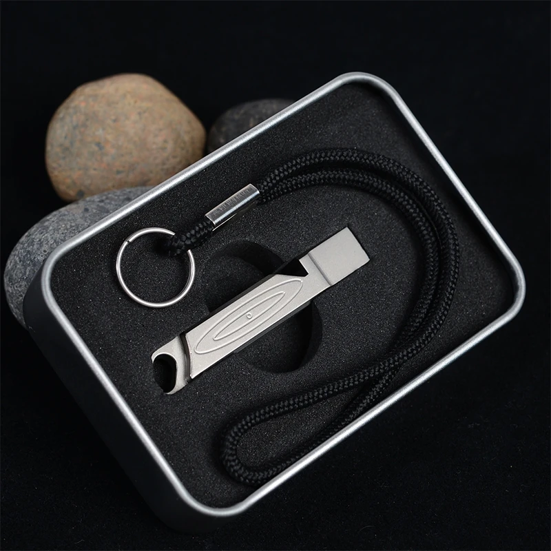 

Titanium Alloy Mini Portable 150db Double Pipe High Decibel Outdoor Camping Hiking Survival Whistle Emergency Whistle Keychain