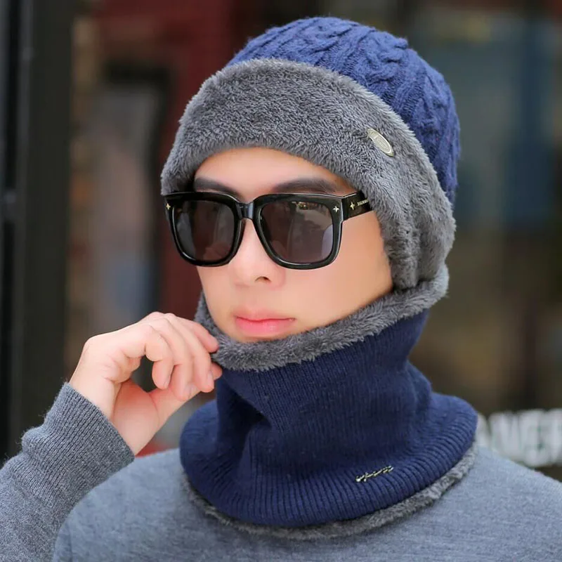 Брендовые зимние шапки для мужчин Skullies Beanies Мужская зимняя вязаная шапка из крученой пряжи шарф из шерсти женская маска капота мужская шапка