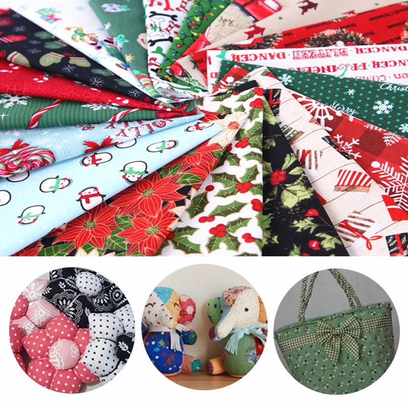 5/10 шт. Рождественская серия хлопчатобумажная ткань с принтом для шитья стеганые