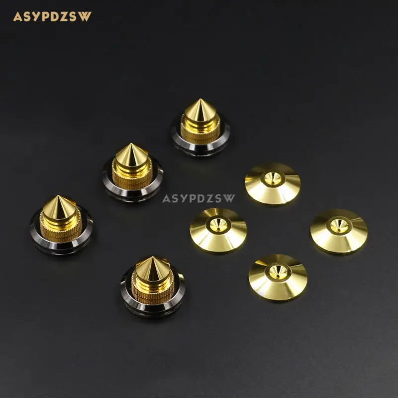 

4 Set Pure copper plated black nickel+plated 24K gold 28*25 Amplifier Speaker feet CD player pad Shock spikes