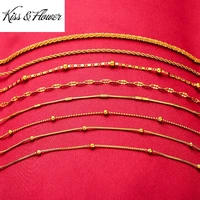 kissflower br01 fine jewelry wholesale fashion woman girl birthday wedding gift box beads twist 21cm 24kt gold chain bracelet