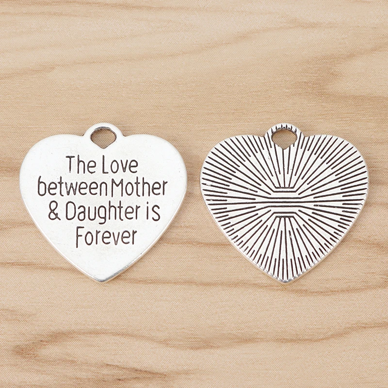 

10 Pieces The Love Between Mother & Daughter is Forever Heart Charms Pendants Beads for Bracelet Necklace Jewellery Making