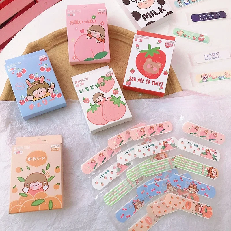 

20pcs/box Cartoon Girls Strawberry Adhesive Bandages First Aid Emergency Woundplast for Kids Medical Wound Tape 10.3*7.3cm