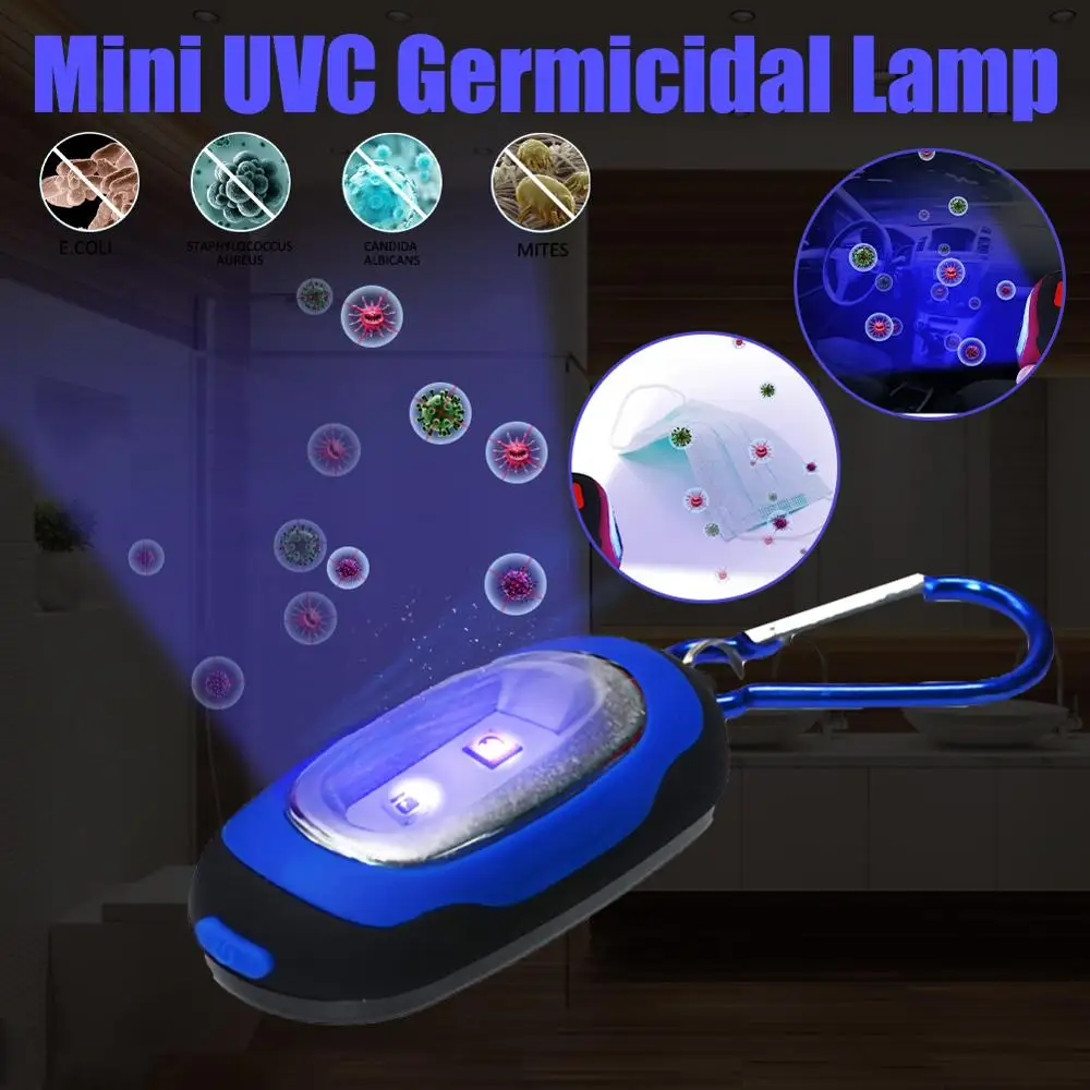 Портативный мини брелок UVC бактерицидная лампа 270 нм УФ для стерилизации багажа