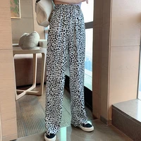 vintage leopard print casual pants womens pants spring 2021 new high waisted straight wide leg fashion pants trousers women