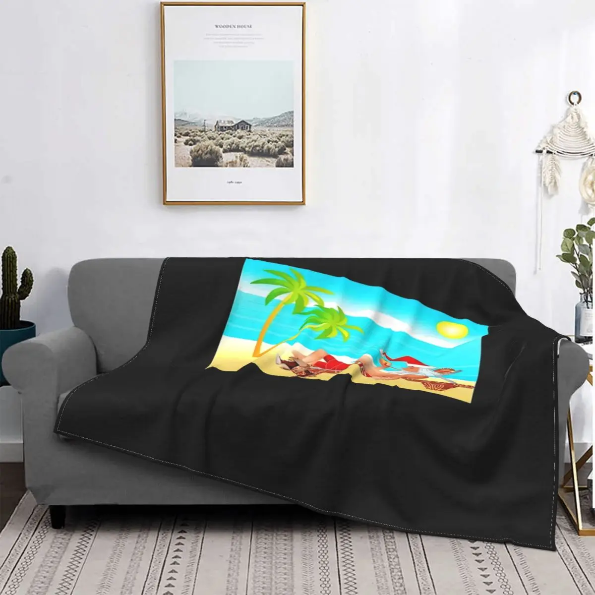 

Manta de descanso de Papá Noel en la playa, a cuadros para cama colcha, Picnic, manta de Picnic, mantas para cama