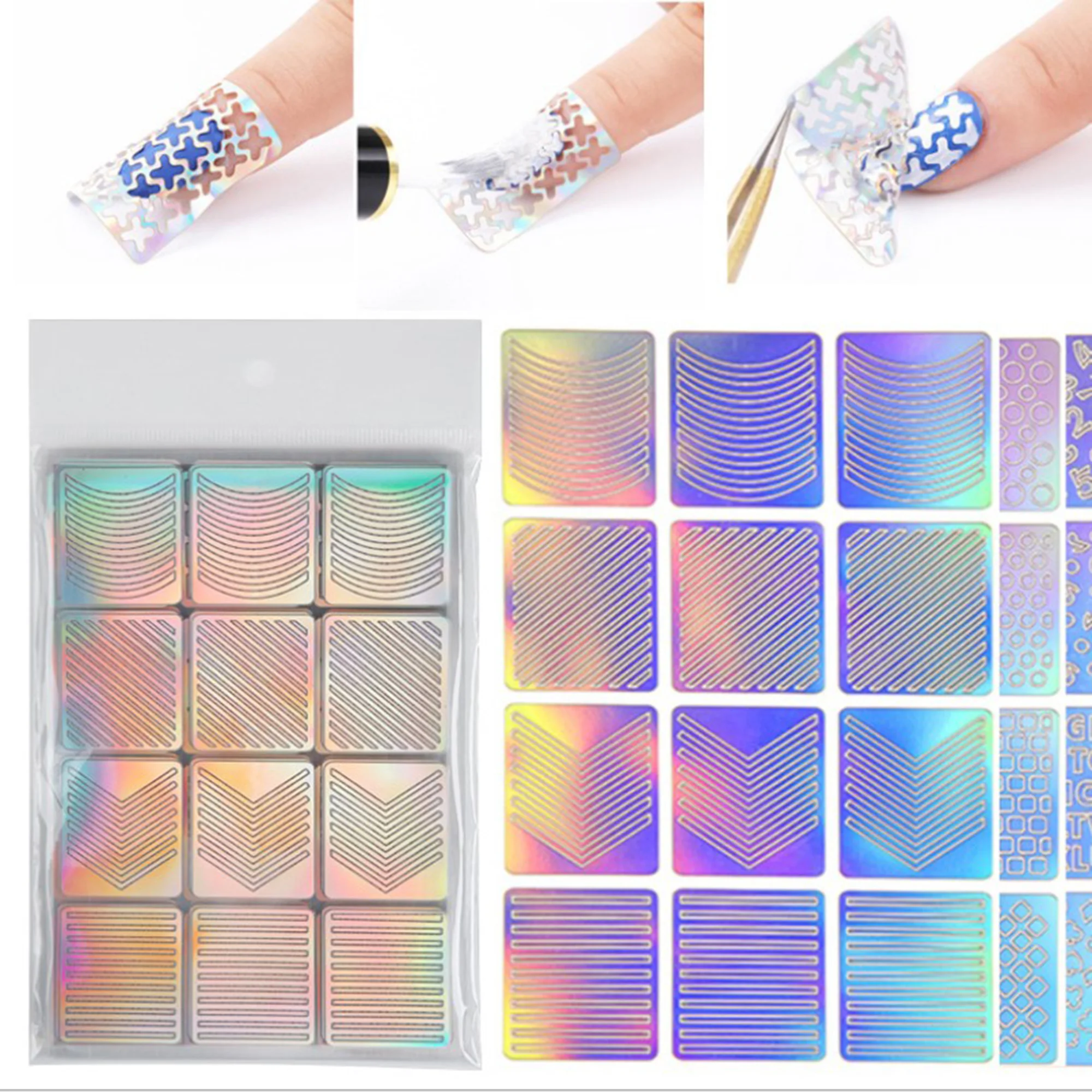 

3d Magic Laser Hollow Nail Art Sticker Nail Art Printing Template Large Painted Printing Template Sparkly Nail Art Decorations