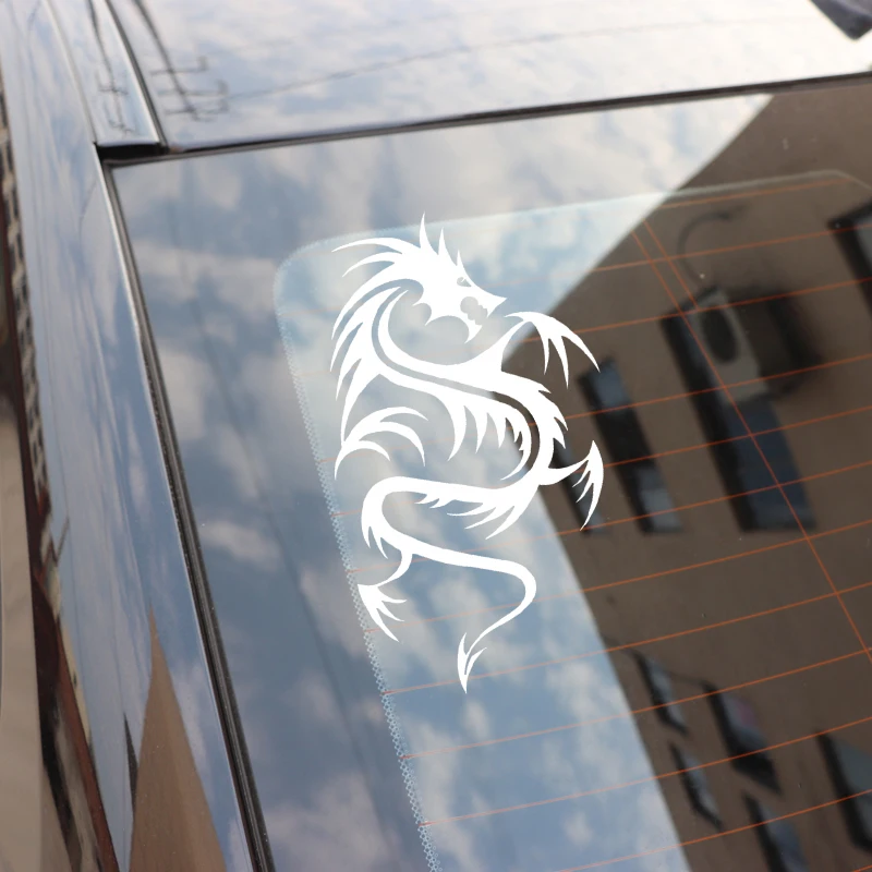 

YJZT 9.5CM*16.5CM Mythological Animal Dragon Car Trunk Decor Car Sticker Vinyl Decal Black/Silver C4-2359