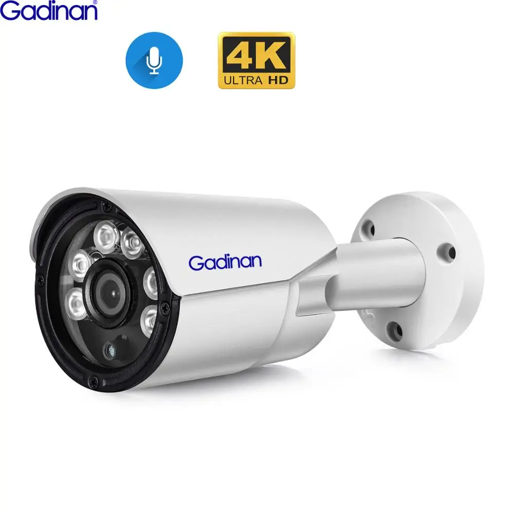Аудио IP камера 4K 8MP H.265AI 5MP 3MP наружная Пуля CCTV ONVIF для POE NVR системы безопасности