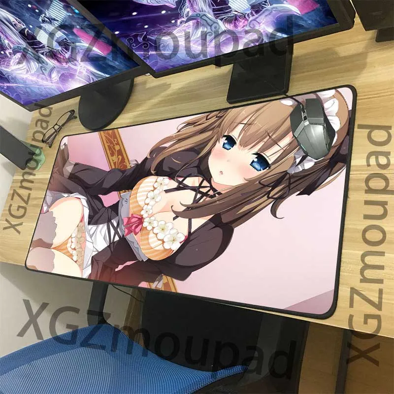 Большой коврик для мыши XGZ с аниме принтом соблазнительный раздвижной черным