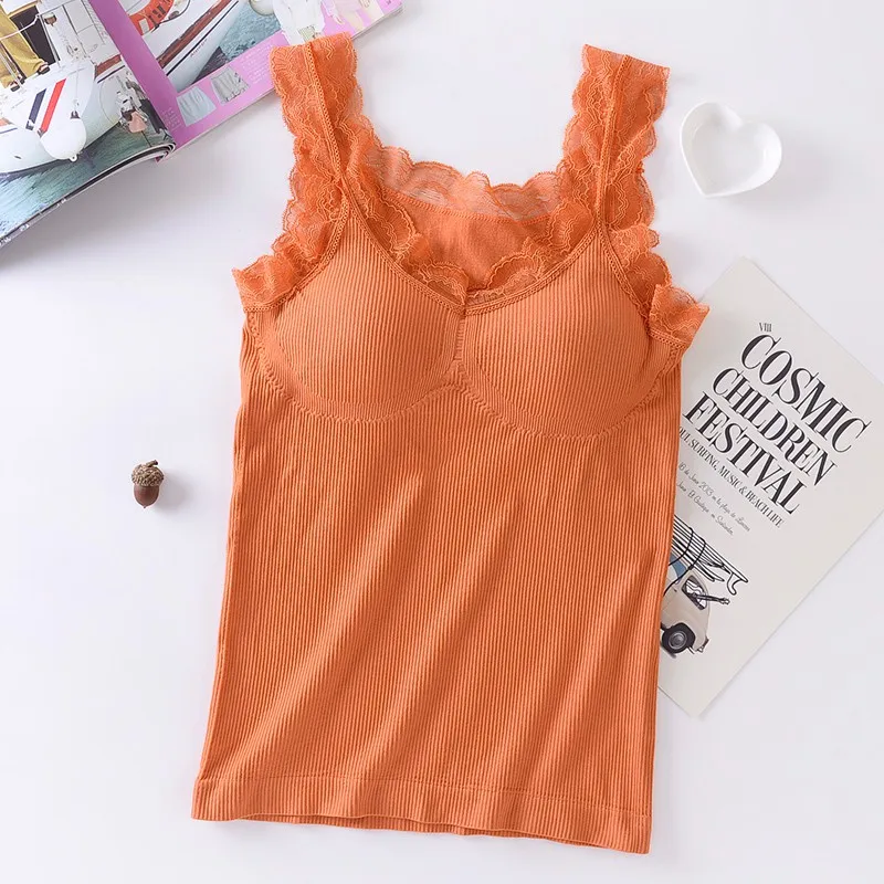 

Осенняя Женская однотонная майка на широких лямках с кружевом