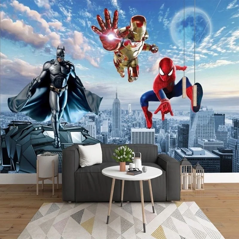 

Customized Marvel Spiderman Tapiz De Pared Para Sala 3 D Wallpaper for Children Boy Room Wall Decors for Boys Living Room 3D