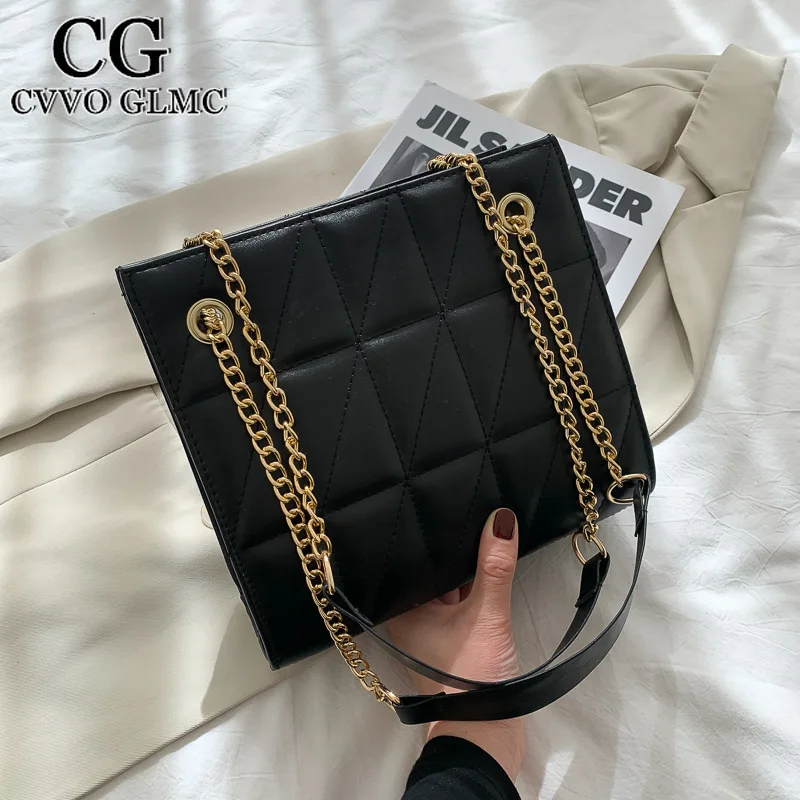 

Cvvo Glmc Lattice Pattern Small PU Leather Crossbody Bags for Women 2021 Trend Lady Chain Branded Shoulder Handbags and Purses