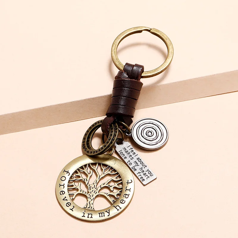 

Variety of Vintage Leather Lucky Tree Keychain Creative Hand-woven Bag Car Key Ring Charm Gift