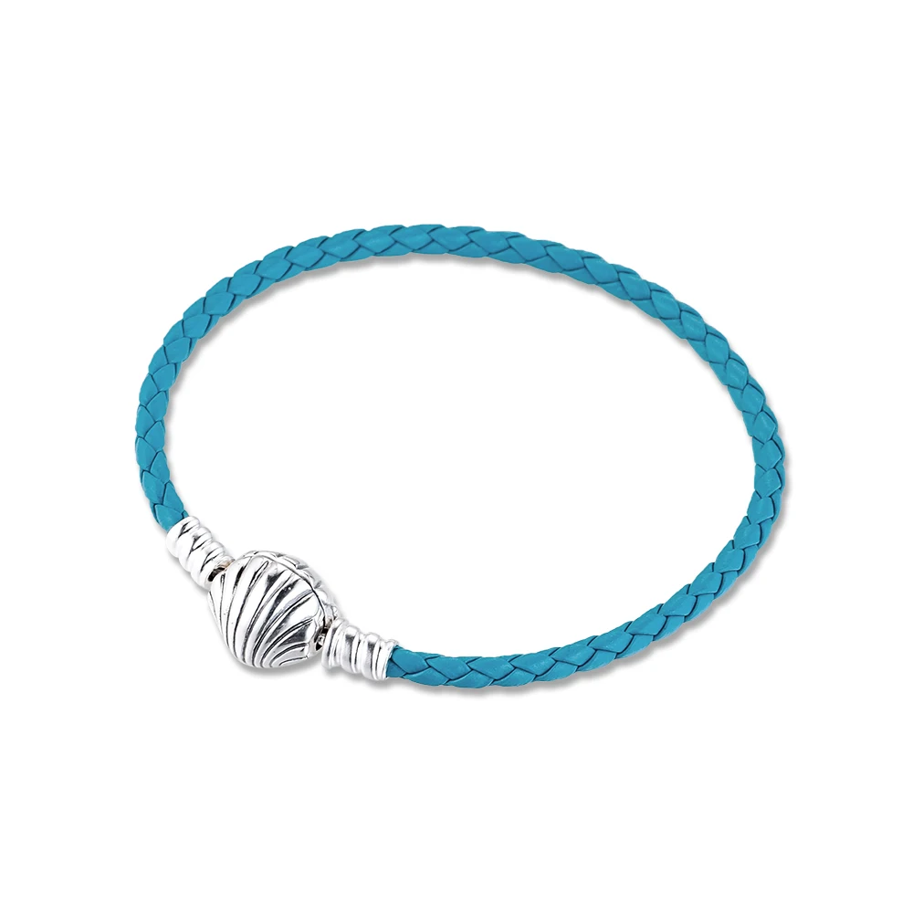 Новинка 2020 бирюзовые плетеные кожаные браслеты для женщин серебро 925 пробы