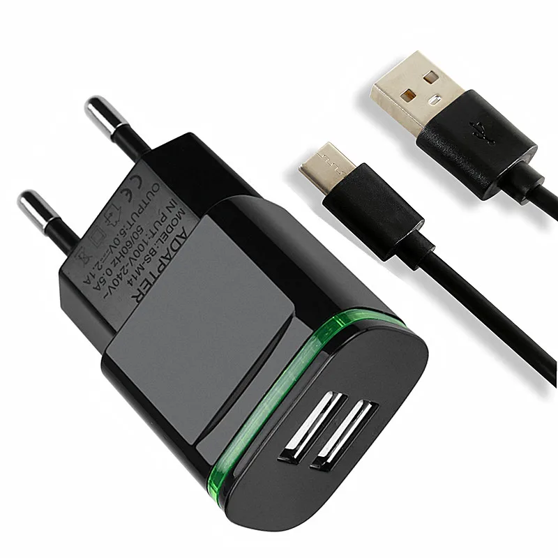 Фото Зарядное устройство со светодиодной подсветкой 2 А зарядный адаптер кабель Micro USB