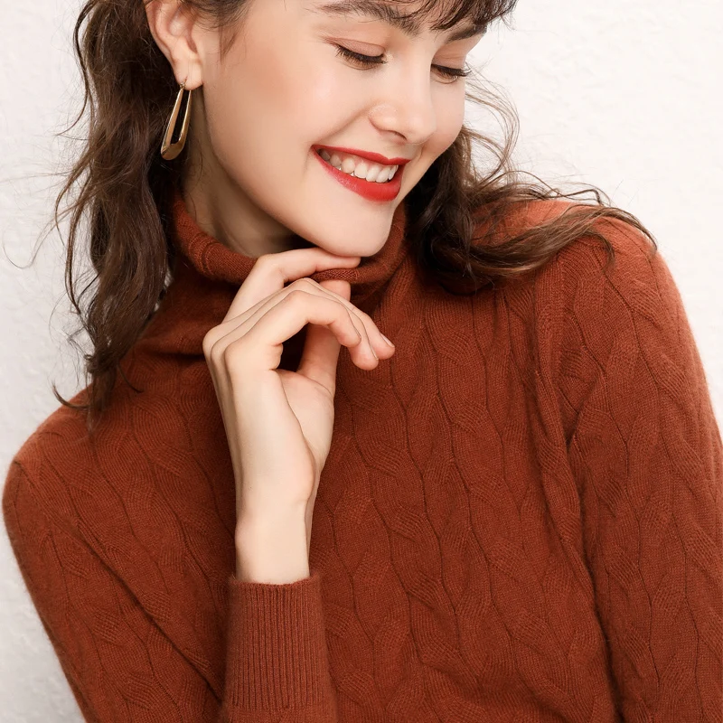 2019 новый свитер женский Водолазка пуловер Женский вязаный модный кашемировый