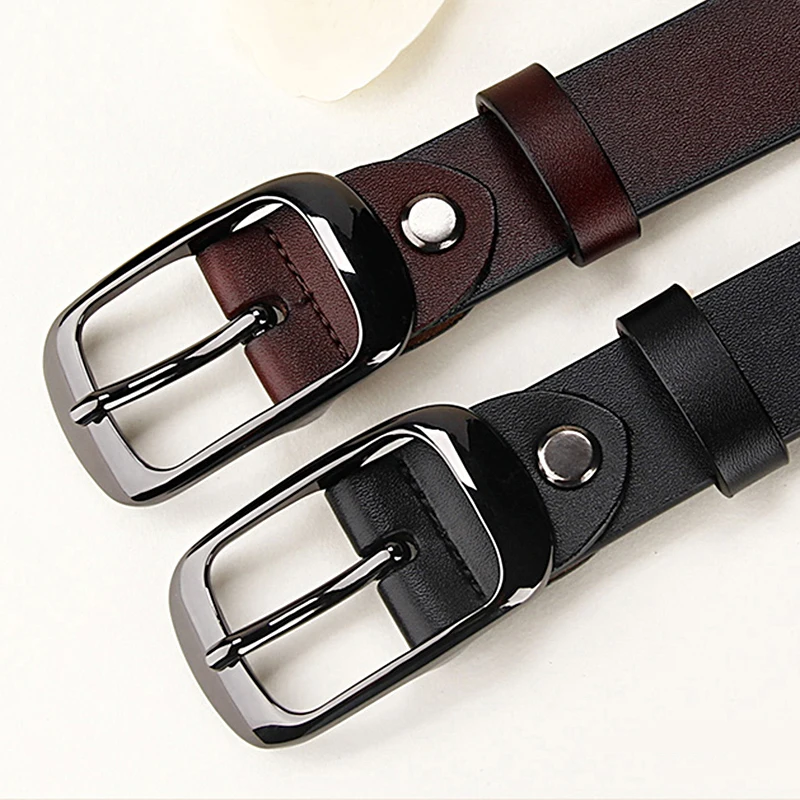 

Women's Genuine Leather Fashion Retro Belt High Quality Luxury Brand Ladies Metal Double Buckle New Belt with Jeans