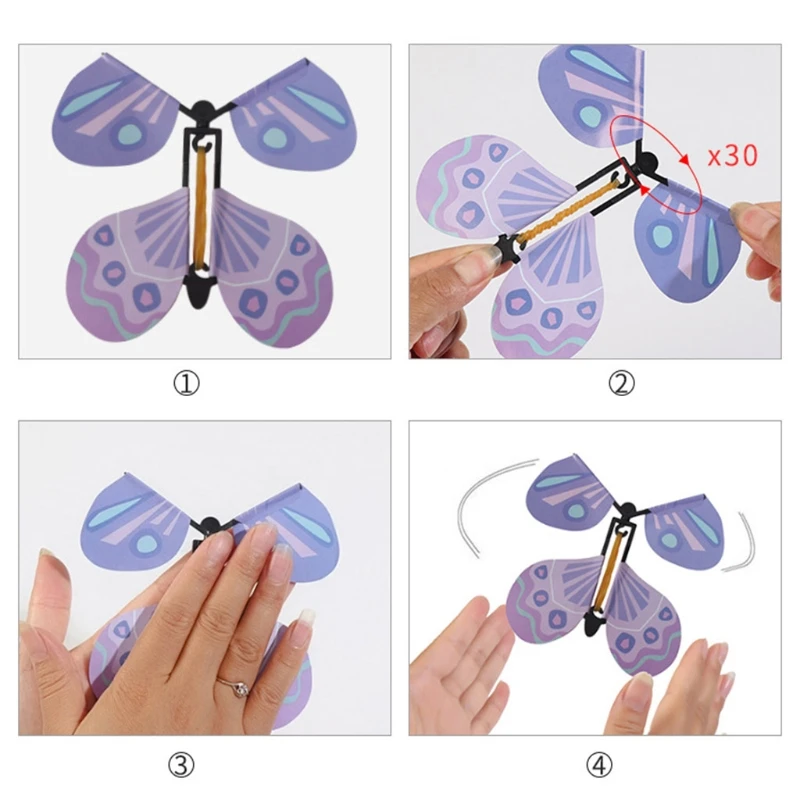 

10 Pcs Flying in the Book Fairy Rubber Band Powered Wind Up Butterfly Toy Gifts 124D
