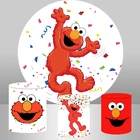 Красный круглый чехол Elmo на заказ, украшение для детского дня рождения, торта, стола, баннера, Улица Сезам, фоновые накладки