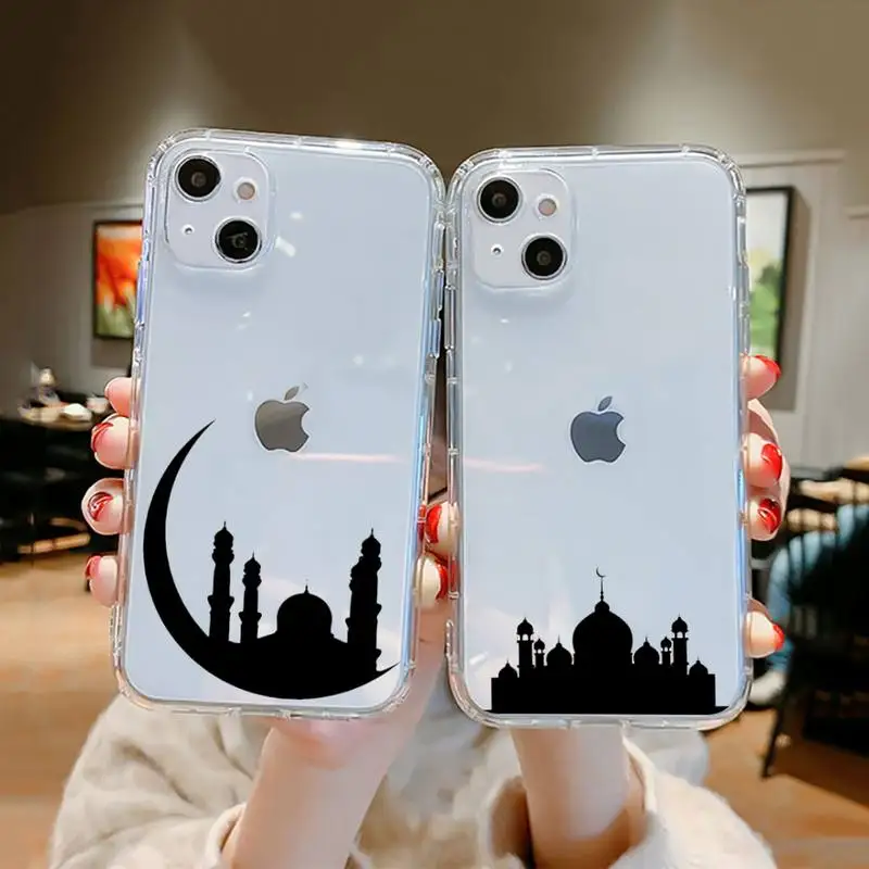 

Muslim mosque Moon Phone Case Clear Transparent for iPhone 11 12 13 mini pro XS MAX 8 7 6 6S Plus X 5S SE XR 2020