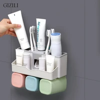 punch free toothpaste dispenser wall mounted toothbrush holder bathroom accessories set storage box soap box household goods