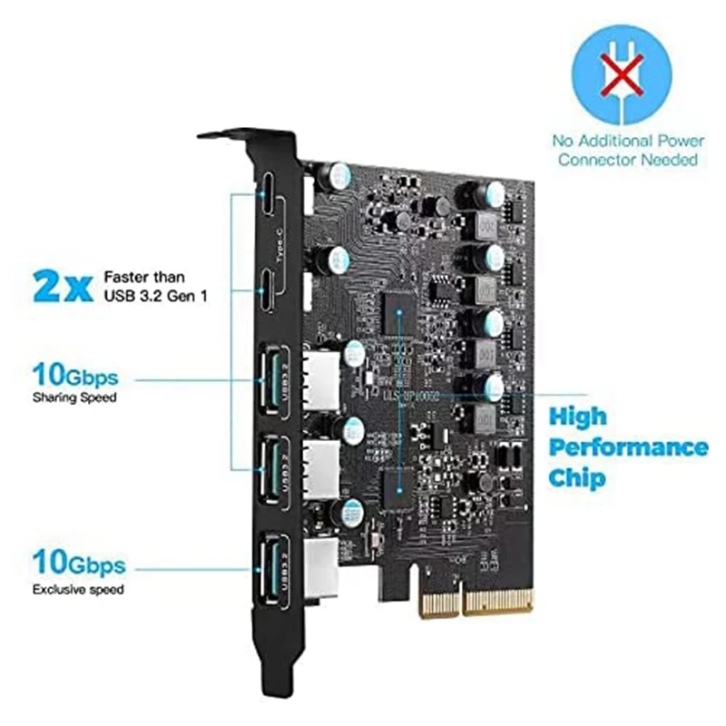 PCIe X4 к USB 3 2 карта Gen с 20 Гбит/с 5 портами (3 A + Type C) чип ASM3142 преобразователь адаптер