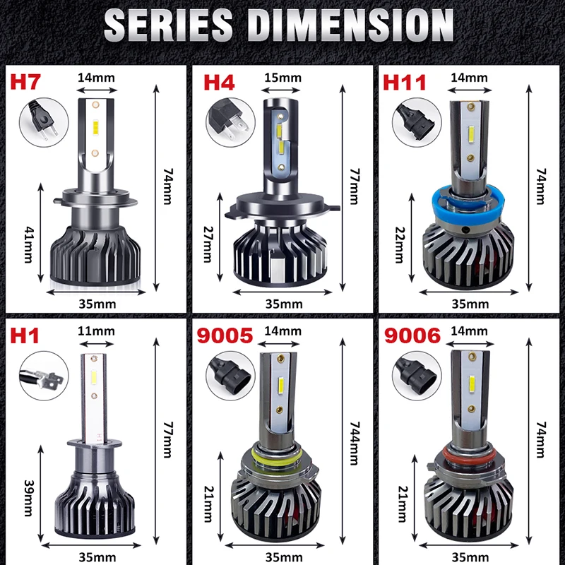 

Moto Led H9 Headlight Bulb Mini H7 H11 H1 Diode Lamps For Auto Hb4 9006 Hb3 9005 Fog Lights 20000Lm H4 Turbo H8 Car Lamp 12V Csp