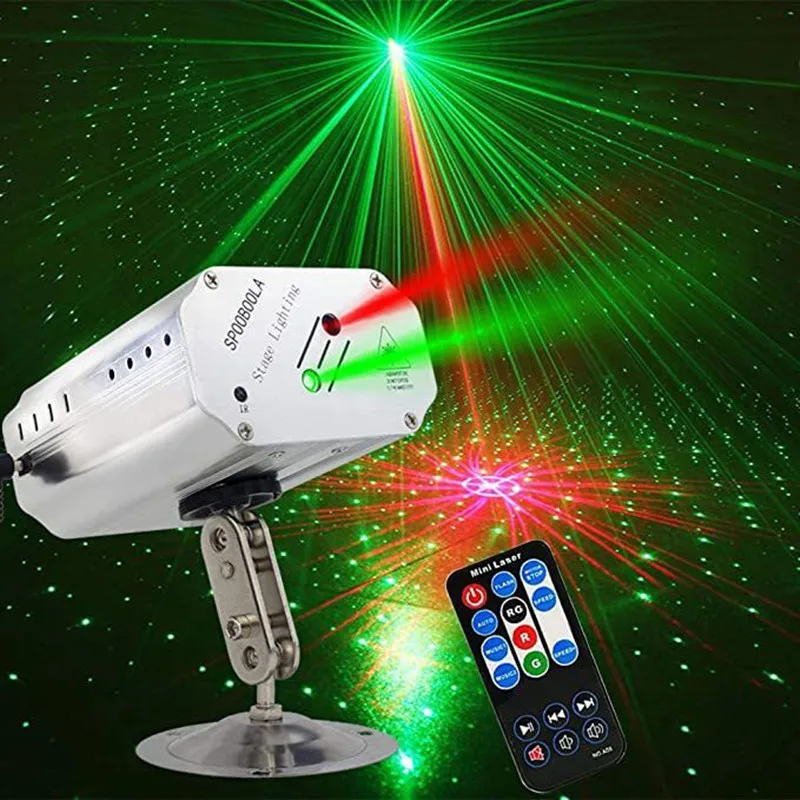 

Aluminum alloy Mini Laser Light With Remote Disco Light Voice Control LED Household Strobe Light With Bracket For Party DJ