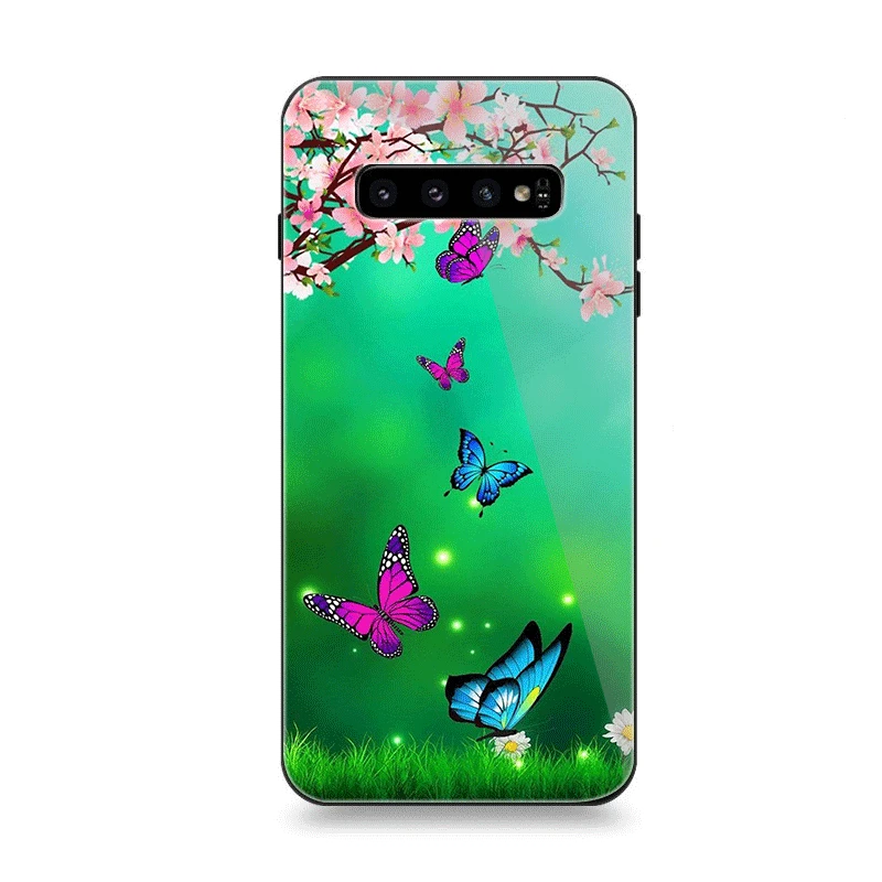 Чехол для телефона Стекло samsung A70 A50 A30 A40 A20 A60 A10 S7 край S8 S9 S10 плюс бабочка белый