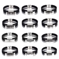 fashion charm braclet for men women cross clover infinity tree angel wing double layers silicon bracelets stainless steel bangle