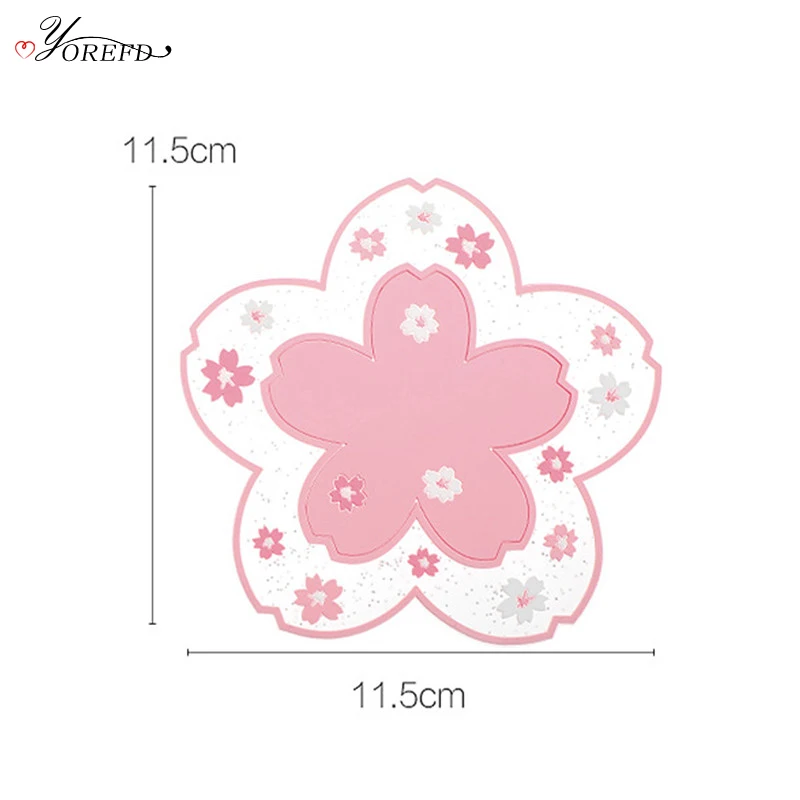 OYOREFD 2Pcs/set Cherry Blossom Heat Insulation Table Mat Office Anti-skid Tea Cup Milk Mug Coffee Coaster Accessories |