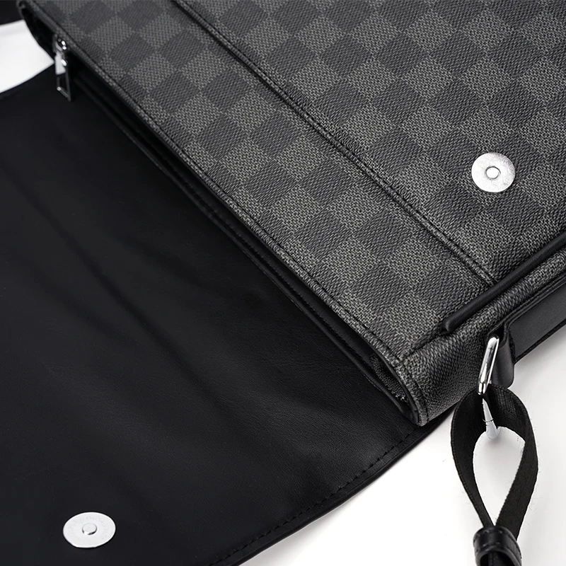 

2020 New Style Brand Luxury Men's Shoulder Bag PU Leather Plaid Designer Crossbody Message Bags Business Handbags For Men Bolso