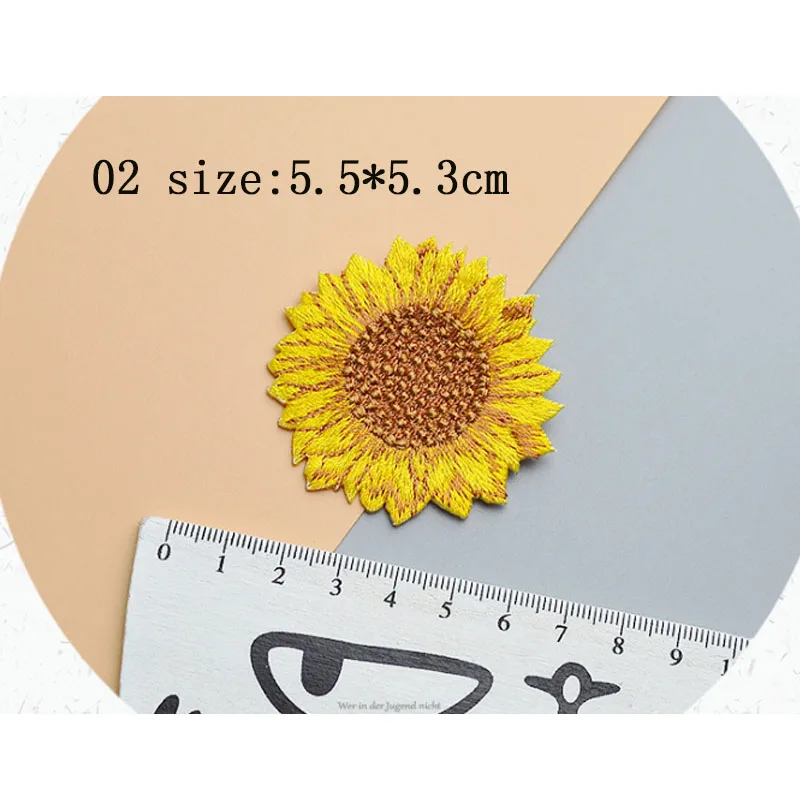 Набор железных вышитых нашивок с подсолнухами рюкзак для одежды полоски на
