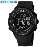 synoke waterproof mens sport watch wristwatch casual black big screen led electronic digital watches mens relogio masculino