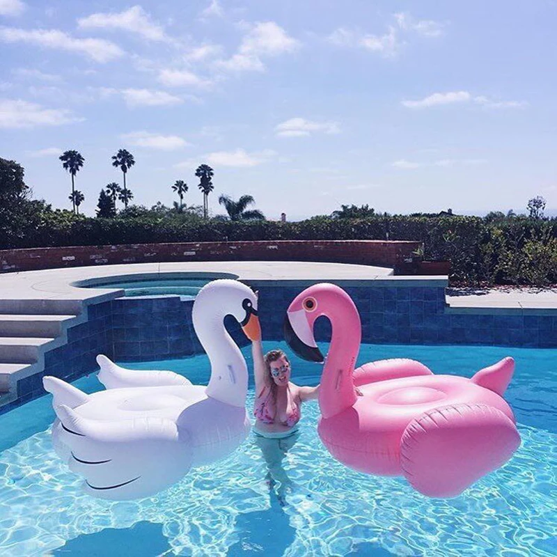 Giant Ride on Swan Inflatable Flamingo Swimming Pool Float Summer Island Swimming Lifebuoy Lounge Inflatable Pool Toy Raft