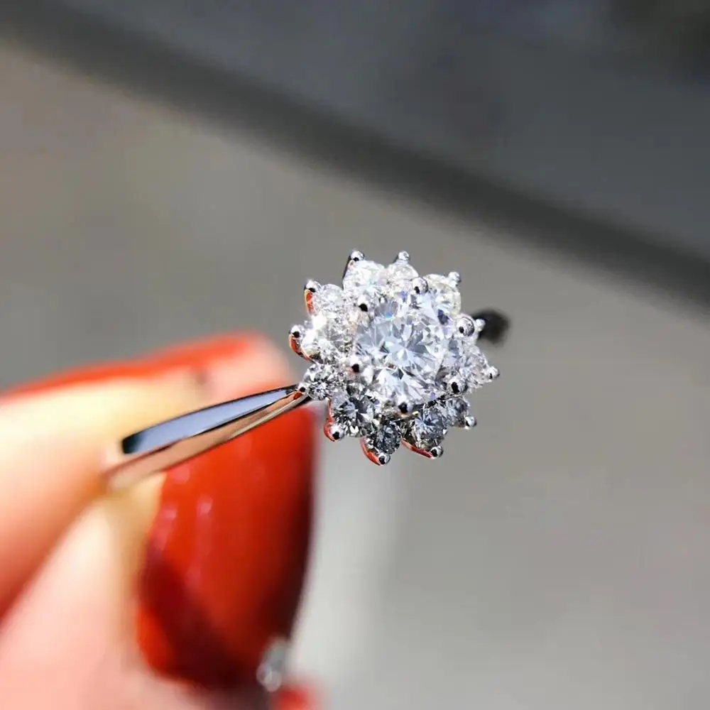 Кольцо AEAW из белого золота 0 3 карат с круглым цветком диаметром 4 мм | Украшения и