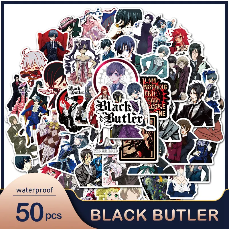 

50Pcs/set Anime Black Butler Stickers For Guitar DIY TOY Bicycle Motorcycle Car Skateboard Snowboard Laptop Luggage Wall