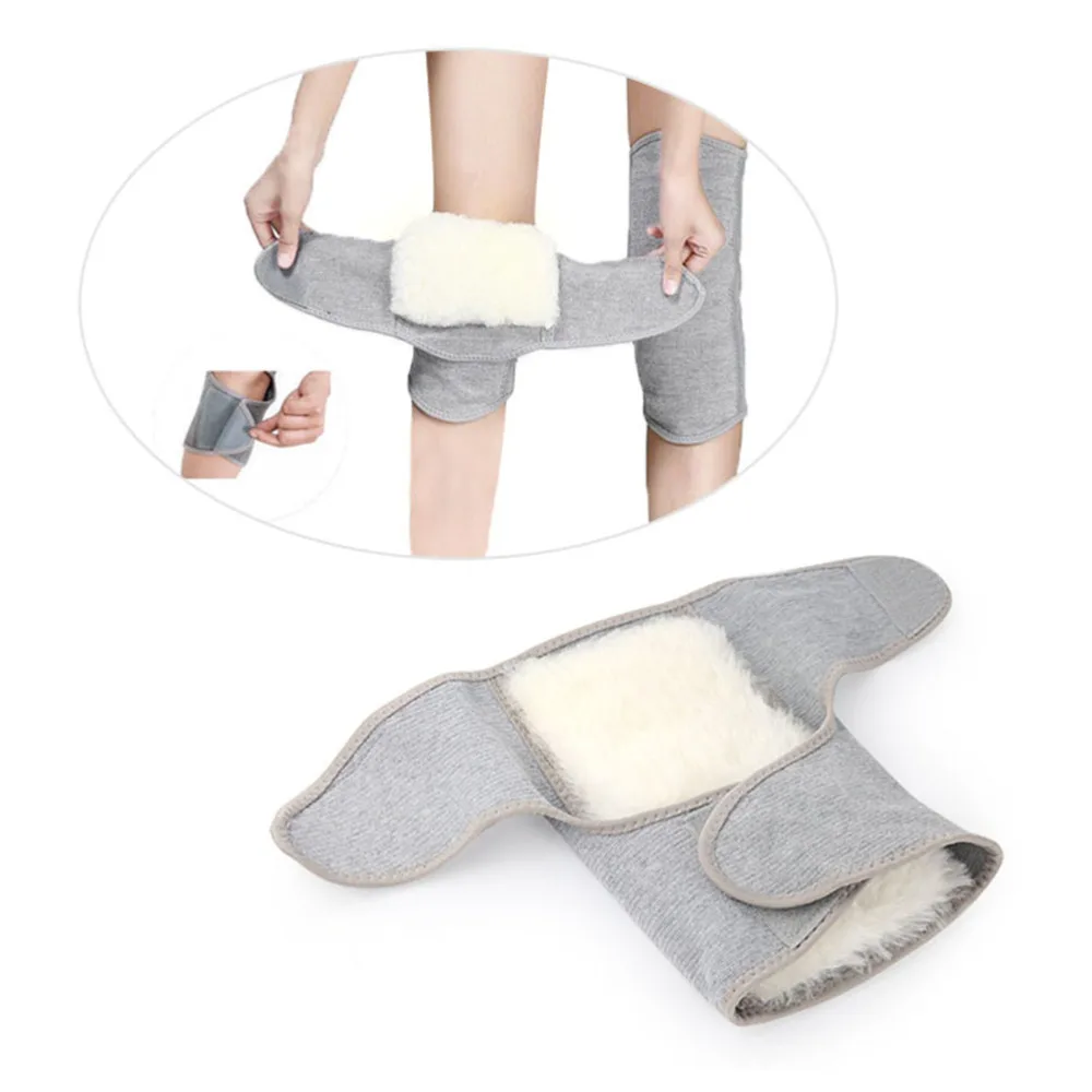 

2pcs Thicken Knee Support Elastic Weave Sleeves Wool Kneecap Warm Kneepad for Sports Cycling Size (Gray)