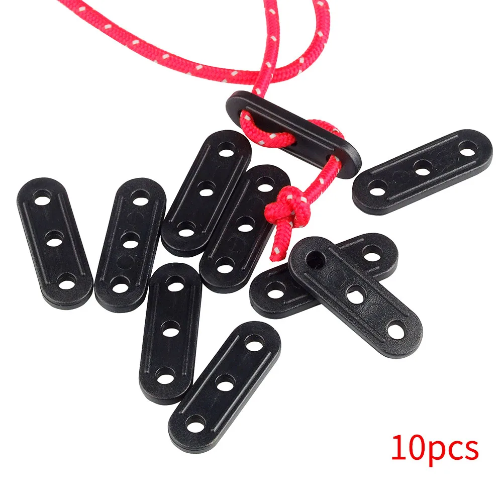 

10pcs/pack Tent Accessory Quick Knot Buckle Winding Tools Rope Fastener Outdoor Camping 3 Holes Black Windproof Tightening Hook