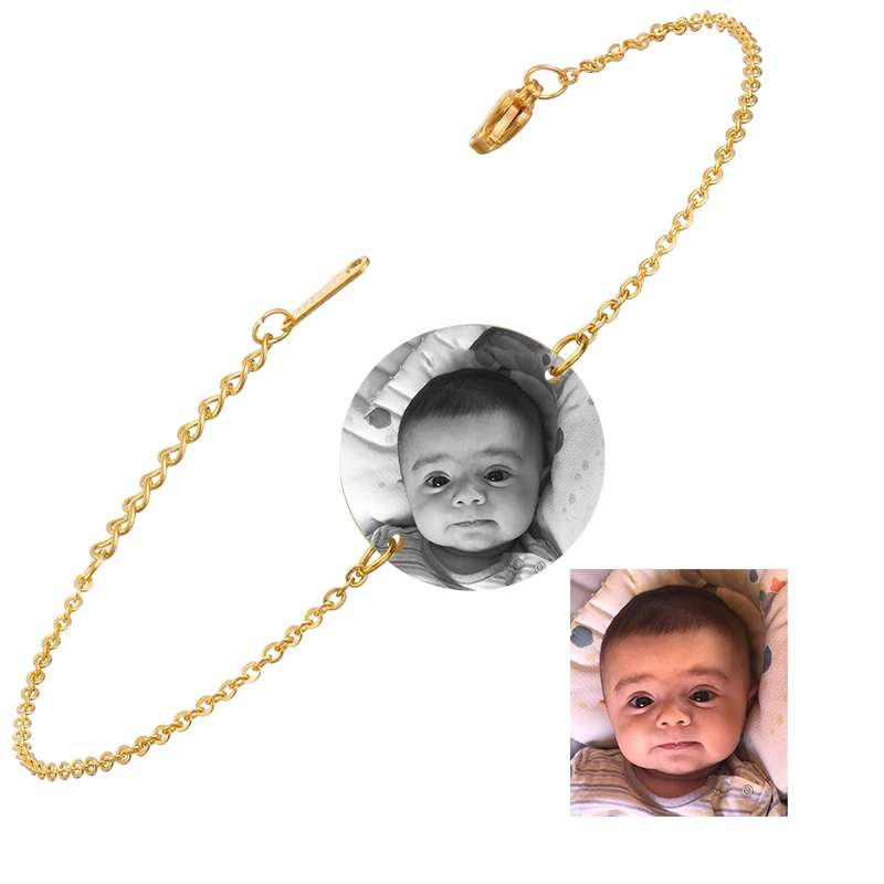 Браслет-цепочка UZone из нержавеющей стали с гравировкой имени даты и фото |