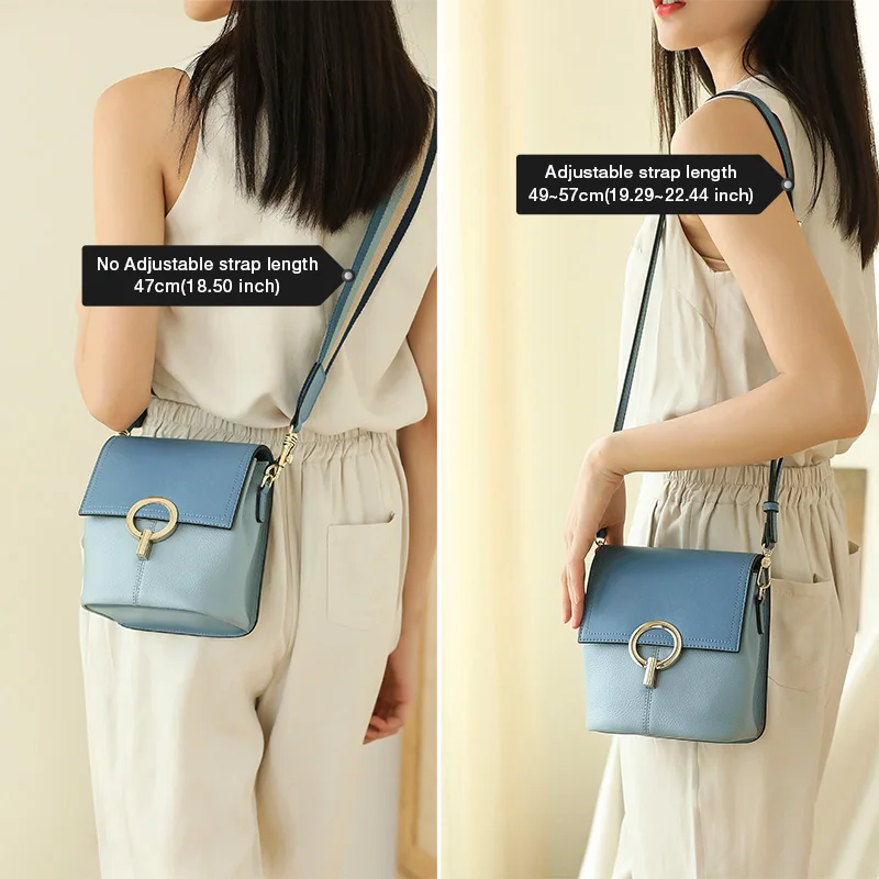 LAORENTOU/Сумка ведро из натуральной кожи с разноцветным плечевым ремнем для женщин