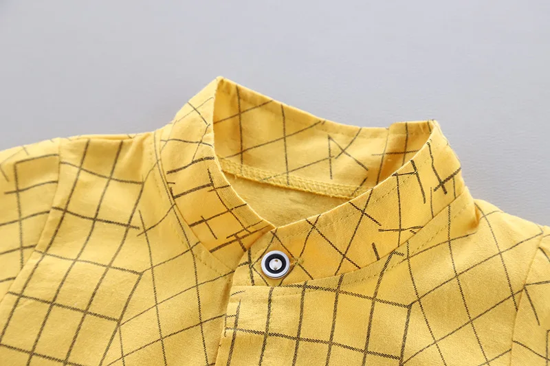 New baby clothes summer cotton short-sleeved shorts two-piece boy striped plaid print shirt casual suit |