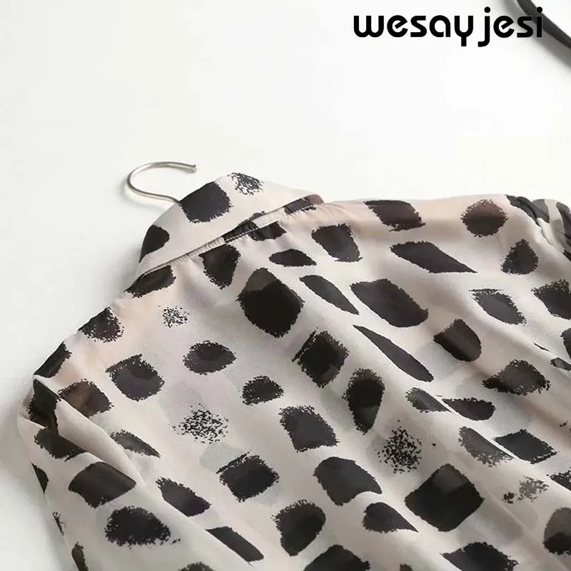 2020 za в английском стиле Офисные женские туфли горошек элегантные шелковая блузка