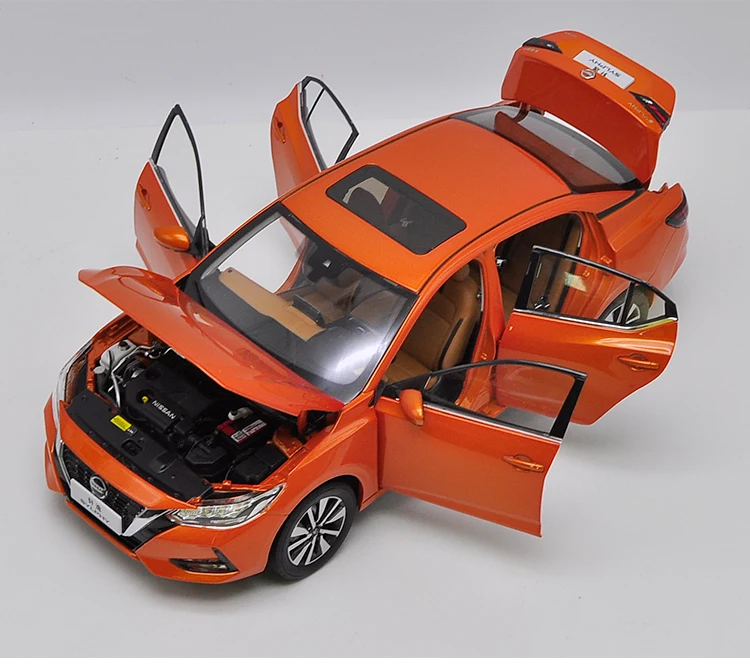 1:18 литье под давлением модель для Nissan Sylphy оранжевый седан Игрушечная машина из сплава миниатюрная коллекция подарки Sentra