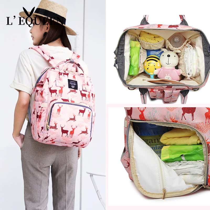

LEQUEEN Diaper Bag Waterproof Baby Bags Large Travel Backpack for Mom Nursing Handbag Waterproof Nappy Bag Mommy Maternity Bag