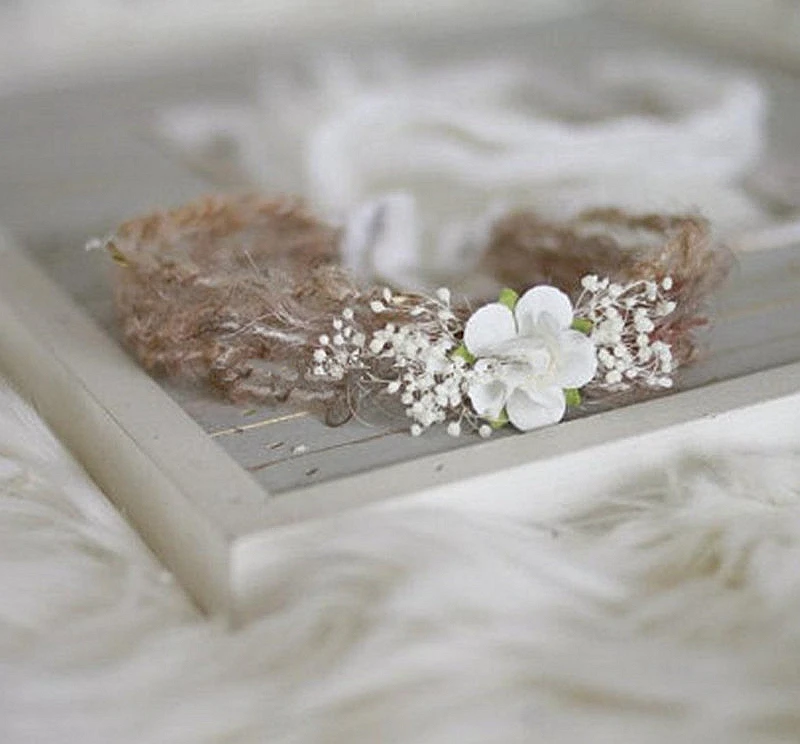 Детский ободок с цветами для новорожденных головной убор ручной работы