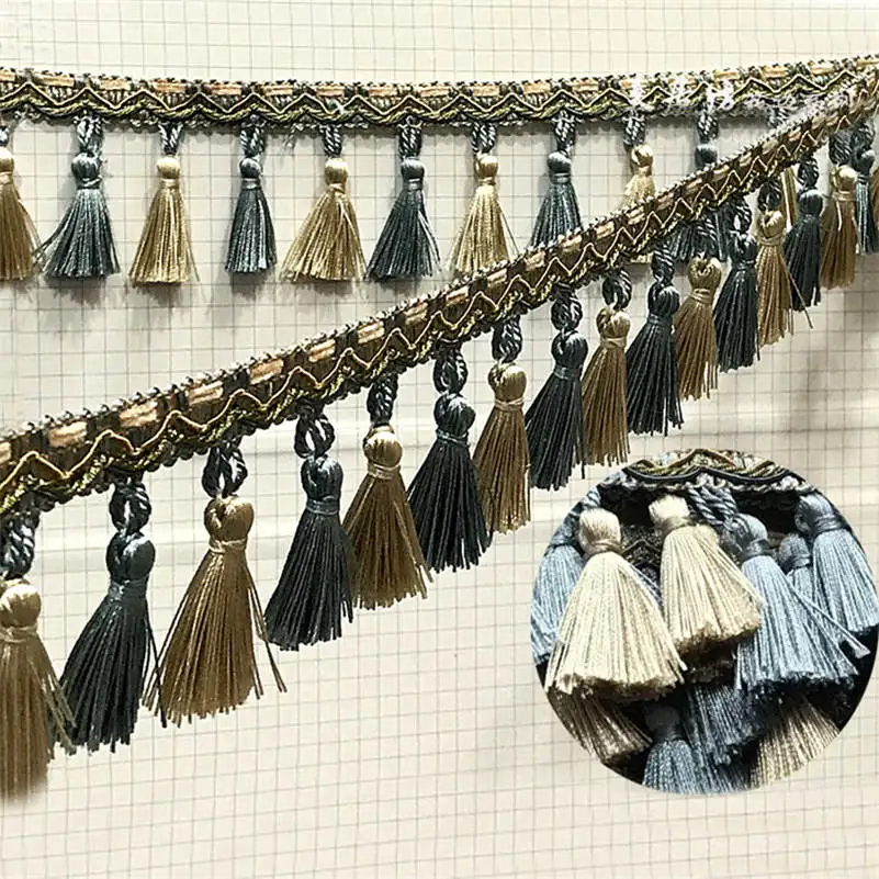 Двухцветная занавеска 1 м с бахромой и окантовкой декоративные подушки для шитья