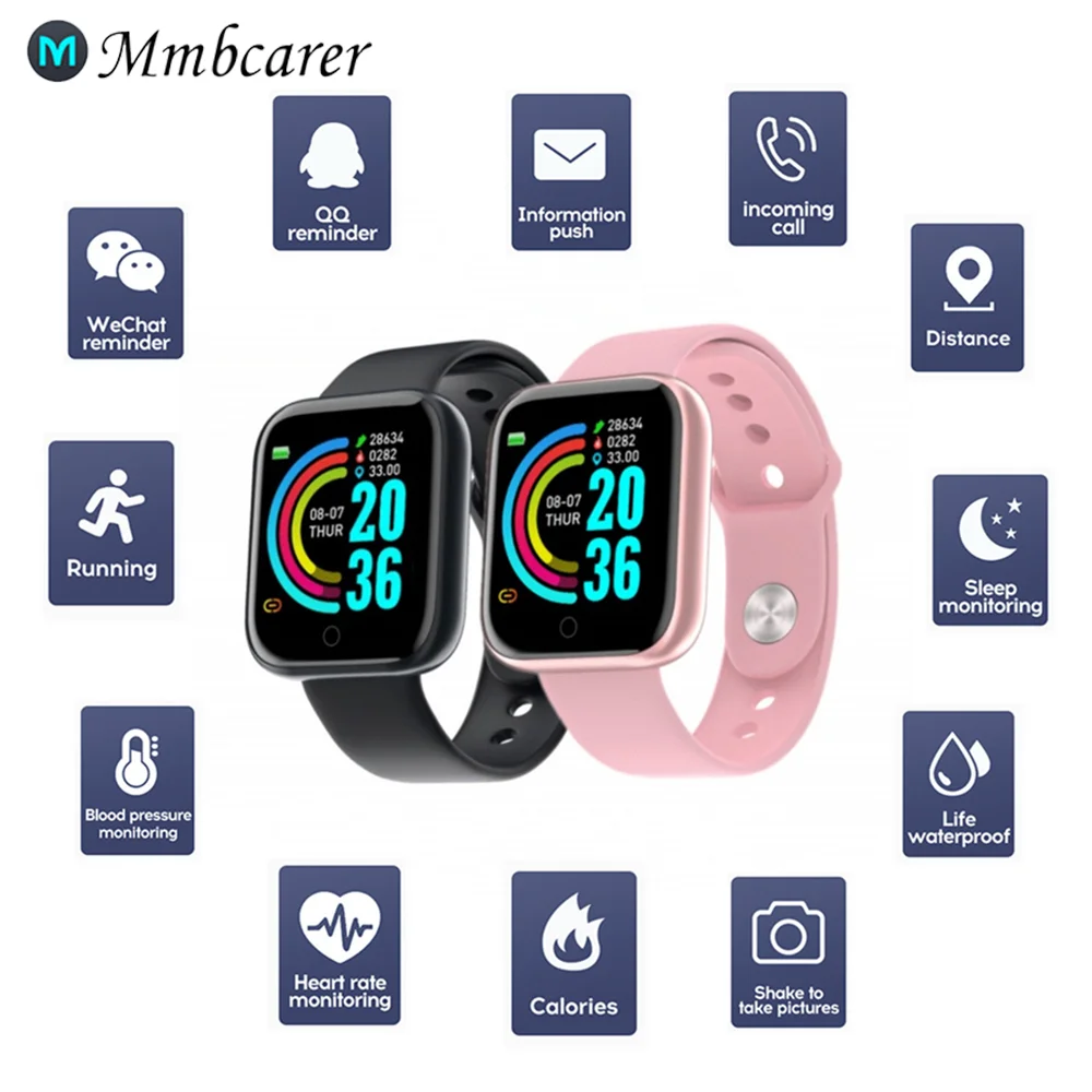 

2021 Y68 Wireless Smart Watches Men Women Fitness Tracker Bracelet Blood Pressure Heart Rate Monitor Waterproof D20 Smartwatch