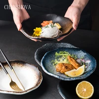 chanshova traditional chinese retro lotus leaf shape ceramic dinner plates china porcelain dessert tray kitchen dishes h270
